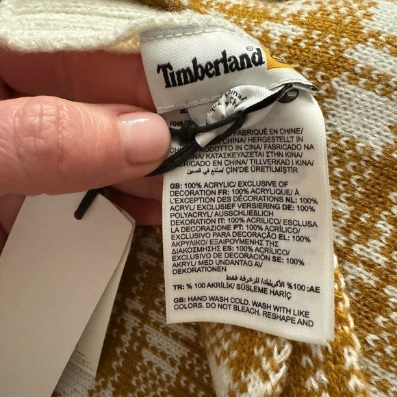 NWT Timberland Gold/White Acrylic Scarf OSFA - Picture 7 of 8